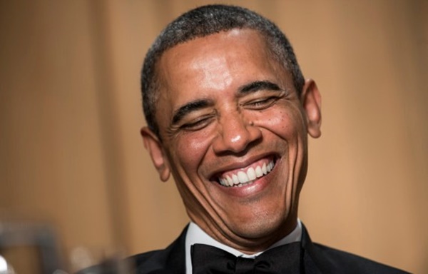 US President Barack Obama laughs during the White House Correspondents? Association Dinner April 27, 2013 in Washington, DC. Obama attended the yearly dinner which is attended by journalists, celebrities and politicians. AFP PHOTO/Brendan SMIALOWSKI        (Photo credit should read BRENDAN SMIALOWSKI/AFP/Getty Images)