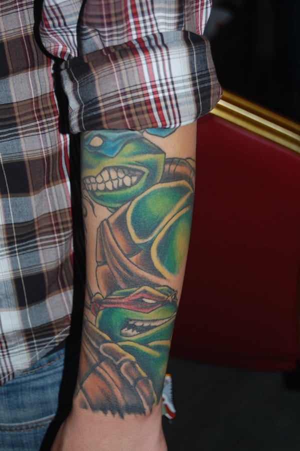 Child's drawing Teenage Mutant Ninja Turtles tattoo on