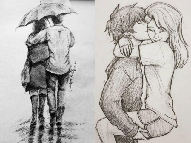 How to draw A Romantic couple for beginners / Awesome ideas for couple  drawing 